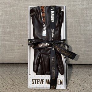 Steve Madden Dark Brown Leather Gloves